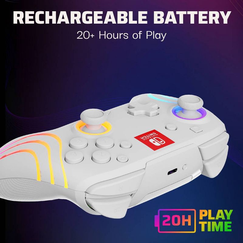 slide 4 of 13, PDP Afterglow Wave Wireless Motion Plus Nintendo Switch Controller White: Ergonomic, Bluetooth, Rechargeable, 1 ct