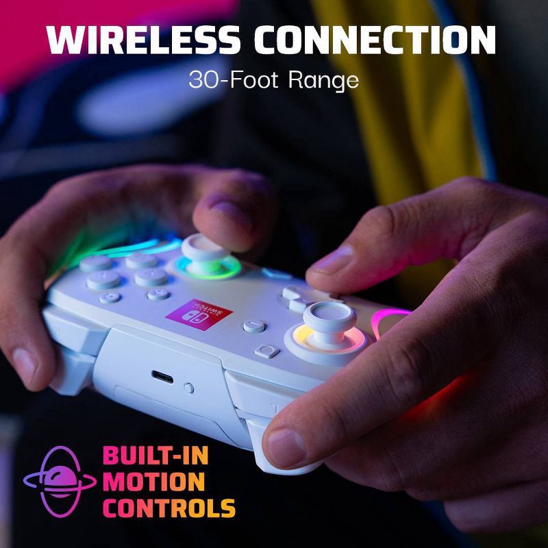 slide 6 of 13, PDP Afterglow Wave Wireless Motion Plus Nintendo Switch Controller White: Ergonomic, Bluetooth, Rechargeable, 1 ct