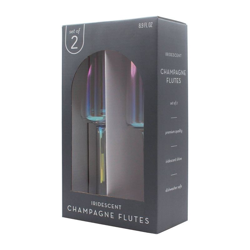 slide 5 of 6, 2pk Iridescent Stemmed Champagne Glasses, 2 ct
