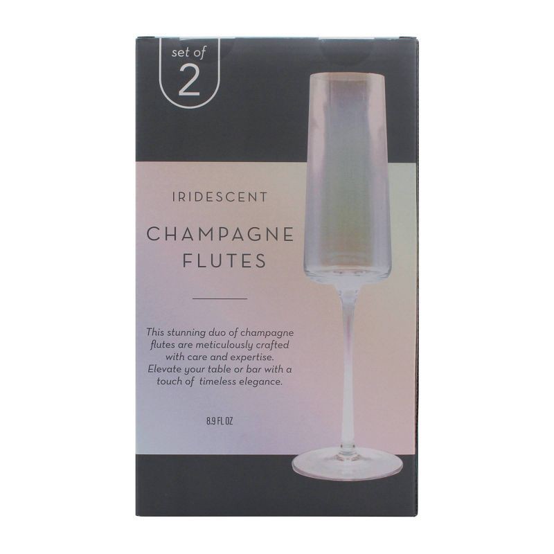 slide 6 of 6, 2pk Iridescent Stemmed Champagne Glasses, 2 ct