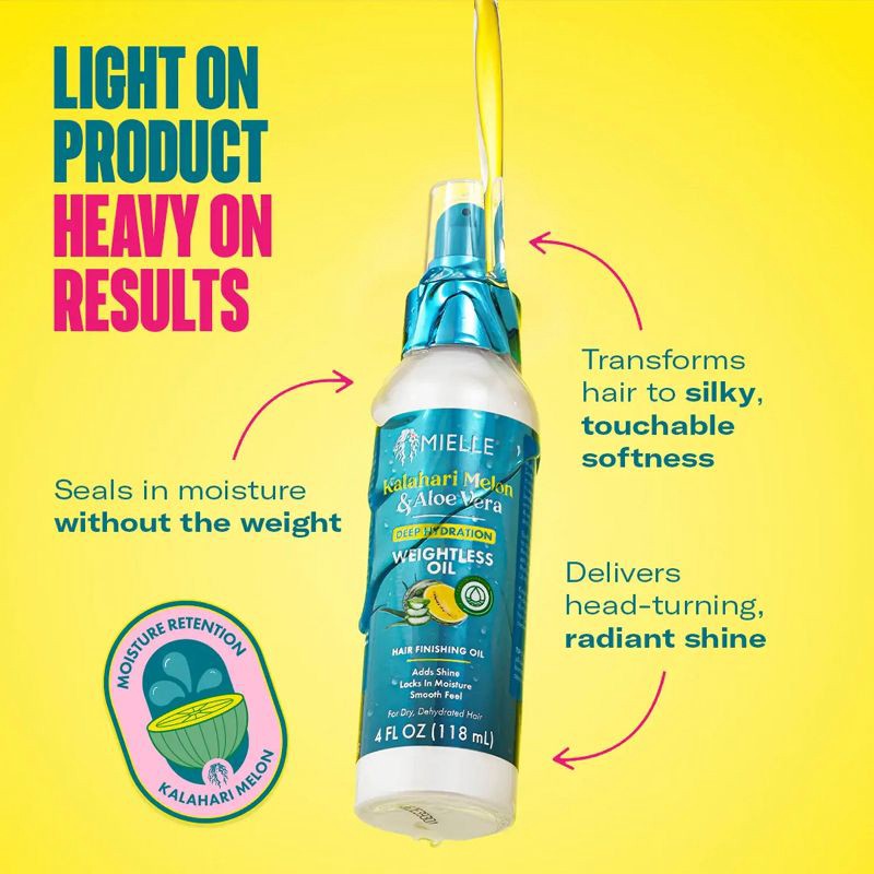 slide 3 of 9, Mielle Organics Kalahari Melon & Aloe Vera Deep Hydration Weightless Oil - 4 fl oz, 4 fl oz