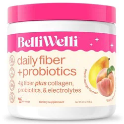 BelliWelli Daily Fiber Supplement + Probiotics, Electrolytes, Collagen, Powder - Peach Mango - 16 servings