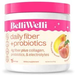 BelliWelli Daily Fiber Supplement + Probiotics, Electrolytes, Collagen, Powder - Peach Mango - 16 servings