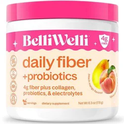 BelliWelli Daily Fiber Supplement + Probiotics, Electrolytes, Collagen, Powder - Peach Mango - 16 servings