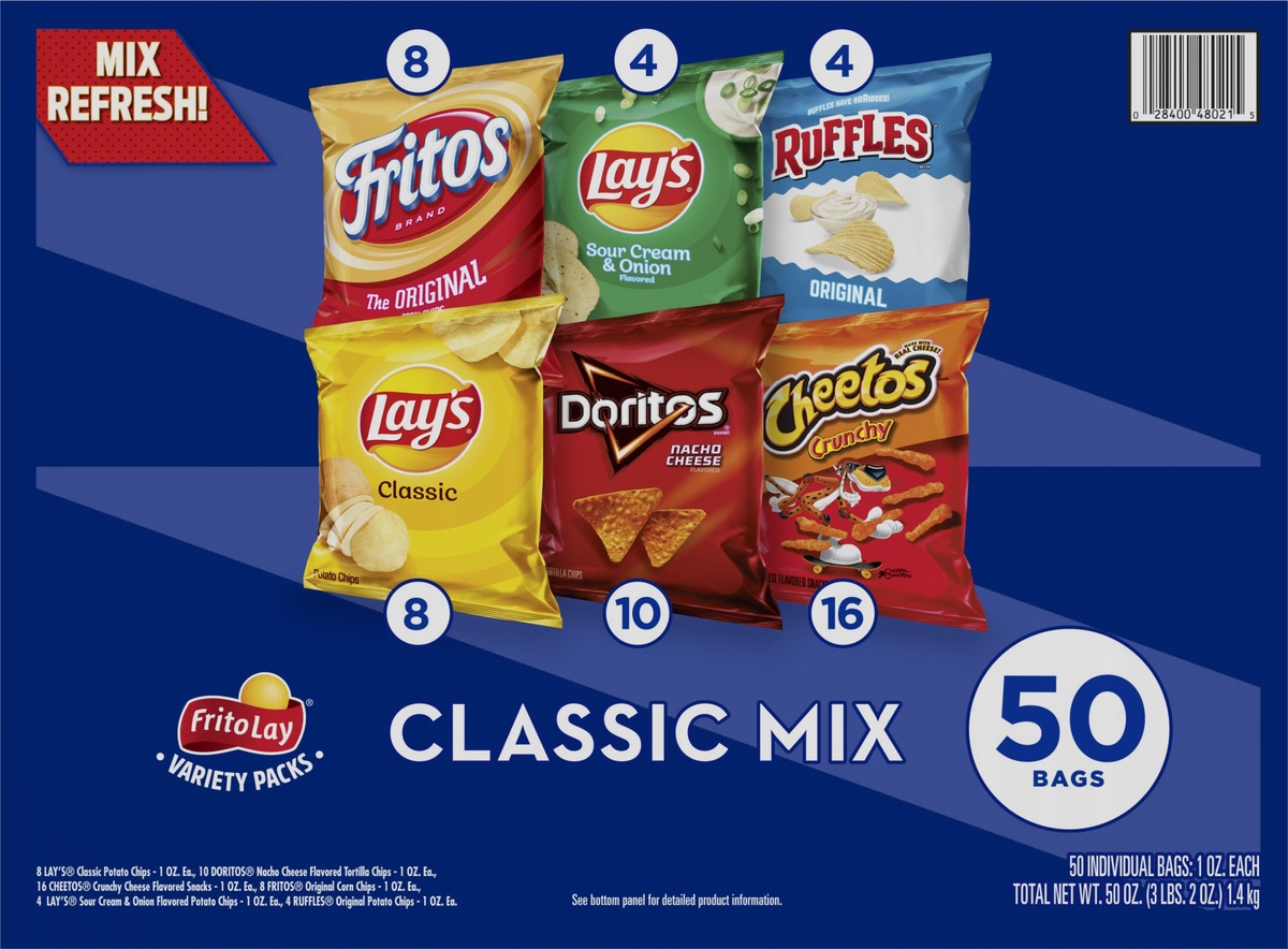 slide 8 of 9, Frito-Lay Classic Mix Variety Pack, 50 ct; 1 oz