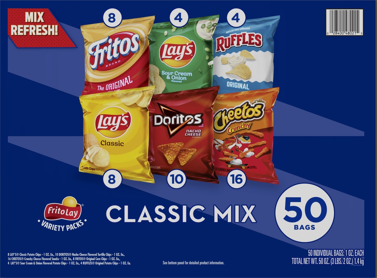 slide 9 of 9, Frito-Lay Classic Mix Variety Pack, 50 ct; 1 oz