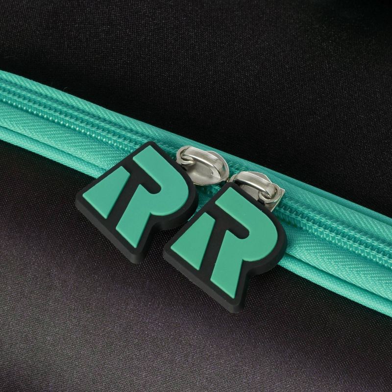 slide 6 of 6, Roll Rider Softside Medium Checked Scooter Suitcase - Teal: Retractable Handle, 2 Wheels, 1 ct