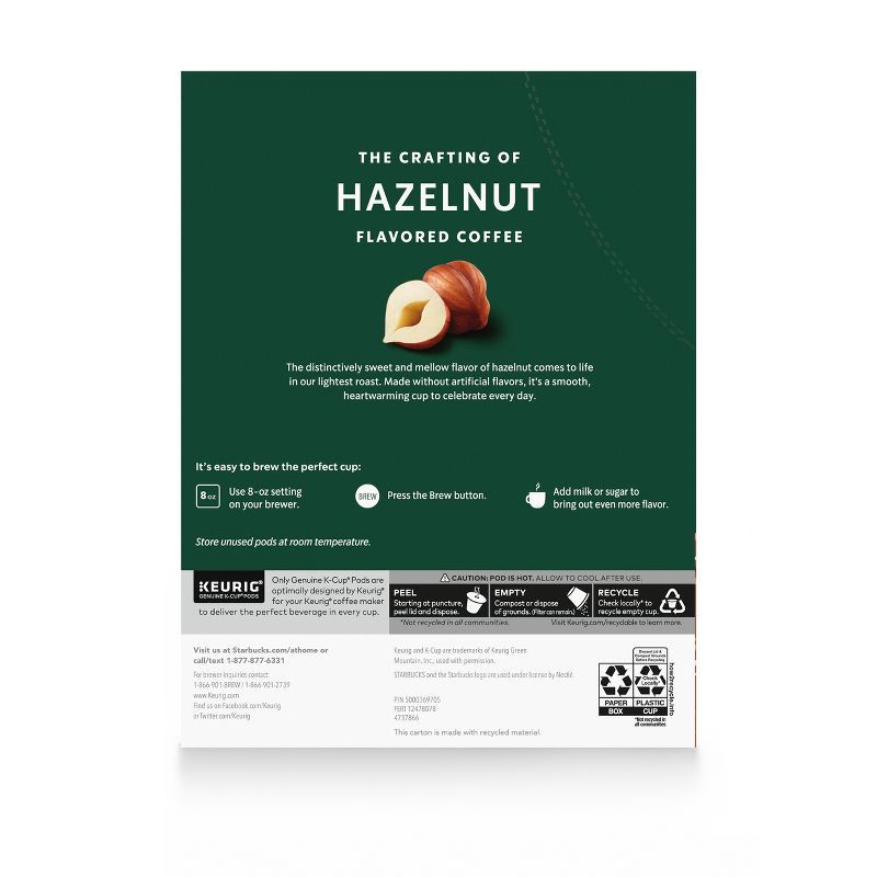 slide 10 of 10, Starbucks Hazelnut Light Roast Coffee Keurig K-Cup - 22ct, 22 ct