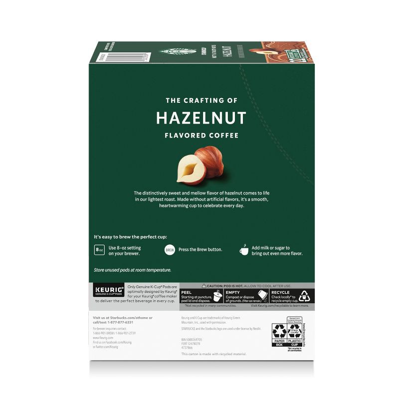 slide 7 of 10, Starbucks Hazelnut Light Roast Coffee Keurig K-Cup - 22ct, 22 ct