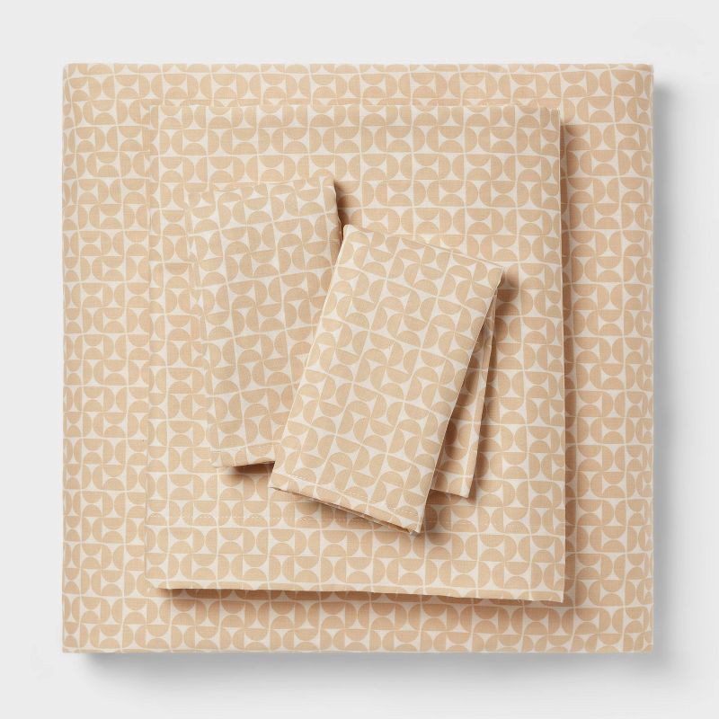 slide 1 of 4, Queen Cotton Blend Sateen Sheet Set Natural Geo - Room Essentials™, 1 ct