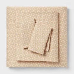 Queen Cotton Blend Sateen Sheet Set Natural Geo - Room Essentials™