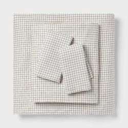 Queen Cotton Blend Sateen Sheet Set Ivory Micro Grid - Room Essentials™