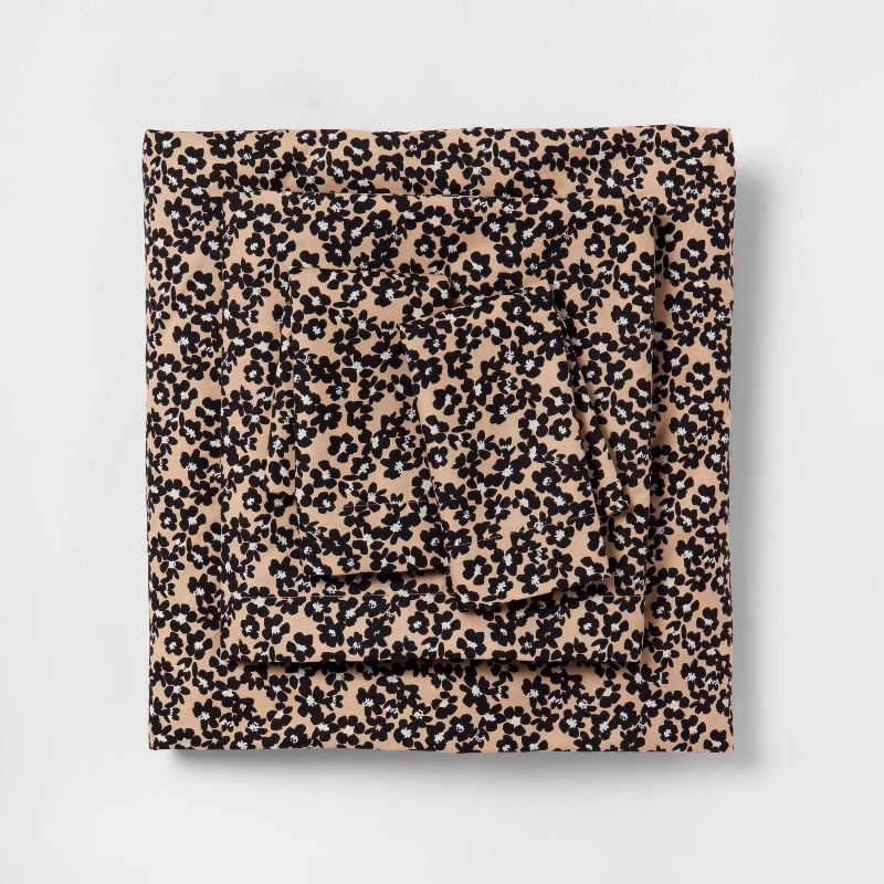 slide 1 of 4, Full Microfiber Sheet Set Neutral Micro Floral - Room Essentials™, 1 ct