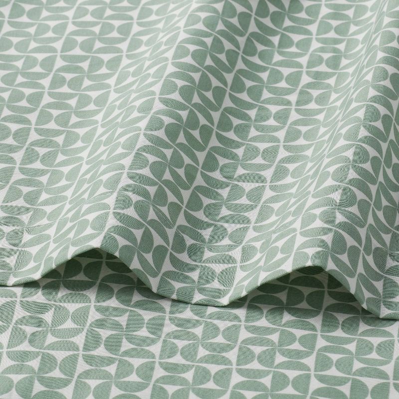 slide 3 of 4, King Cotton Blend Sateen Sheet Set Green Geo - Room Essentials™, 1 ct