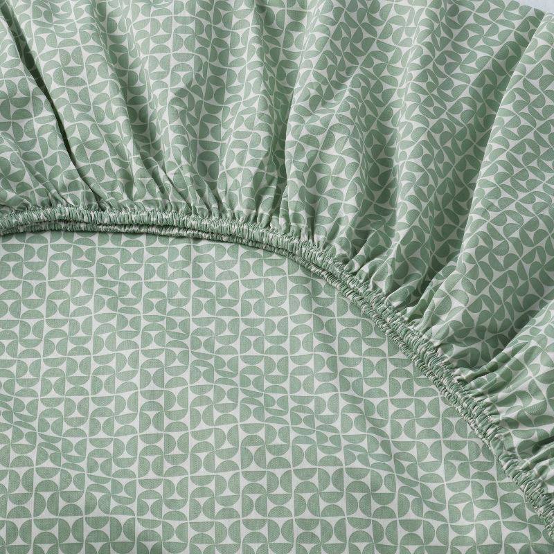 slide 4 of 4, King Cotton Blend Sateen Sheet Set Green Geo - Room Essentials™, 1 ct