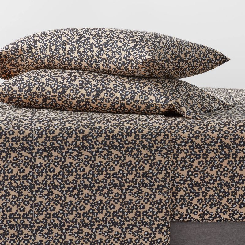slide 2 of 4, Queen Microfiber Sheet Set Neutral Micro Floral - Room Essentials™, 1 ct