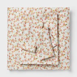 King Cotton Blend Sateen Sheet Set Pink Floral - Room Essentials™