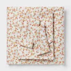 King Cotton Blend Sateen Sheet Set Pink Floral - Room Essentials™