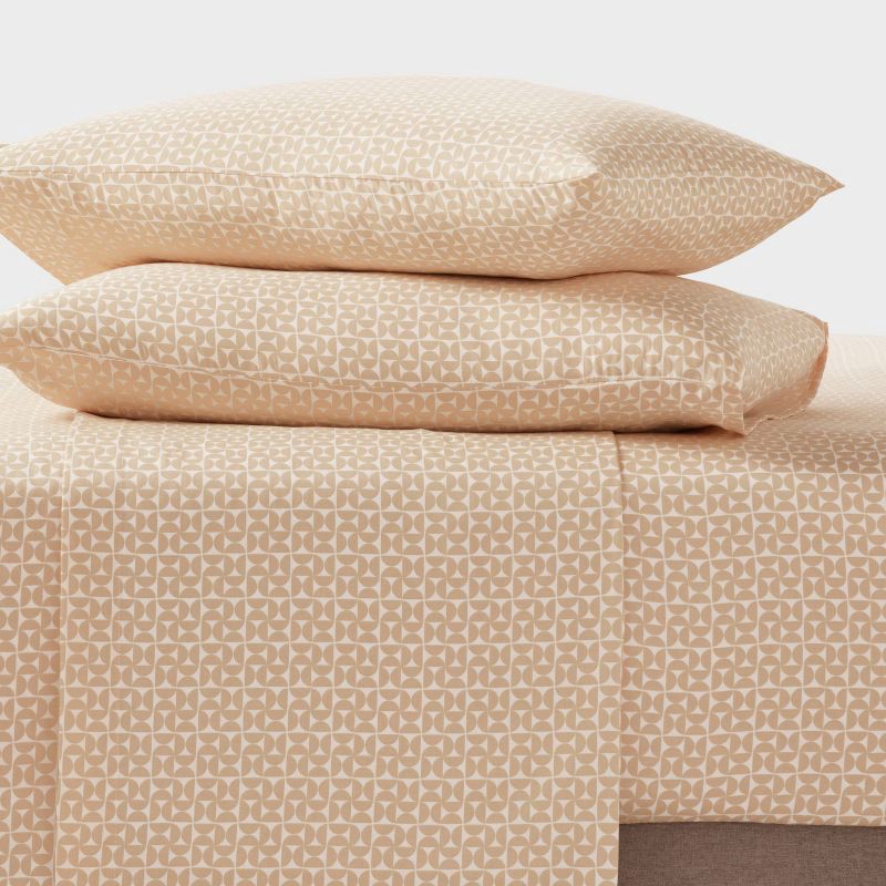 slide 2 of 4, Full Cotton Blend Sateen Sheet Set Natural Geo - Room Essentials™, 1 ct