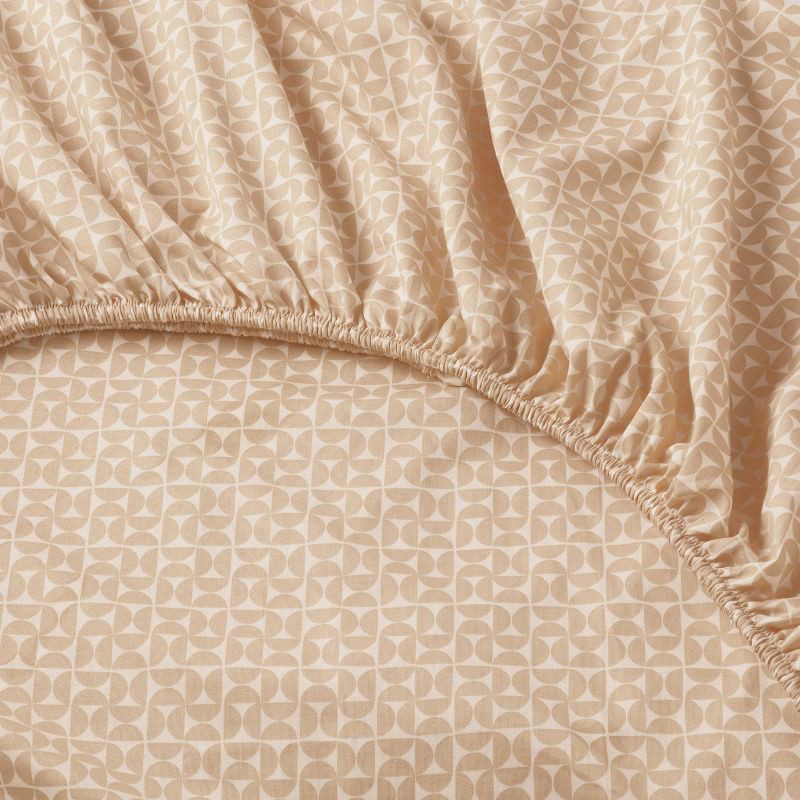 slide 4 of 4, Full Cotton Blend Sateen Sheet Set Natural Geo - Room Essentials™, 1 ct