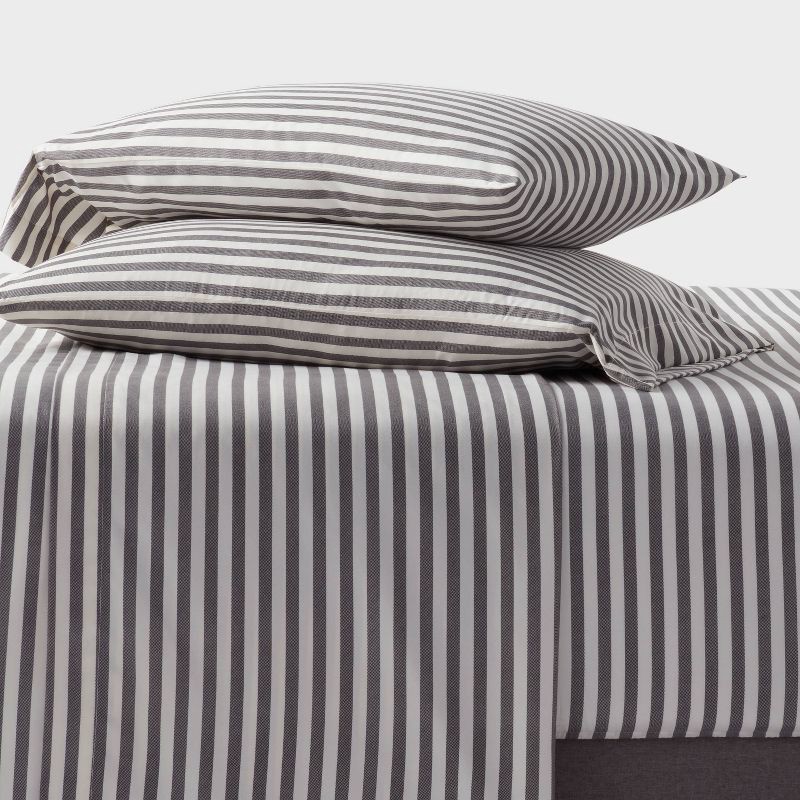 slide 2 of 4, Full Microfiber Sheet Set Gray Stripe - Room Essentials™, 1 ct