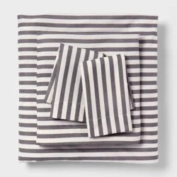 Full Microfiber Sheet Set Gray Stripe - Room Essentials™