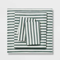 Full Microfiber Sheet Set Green Stripe - Room Essentials™