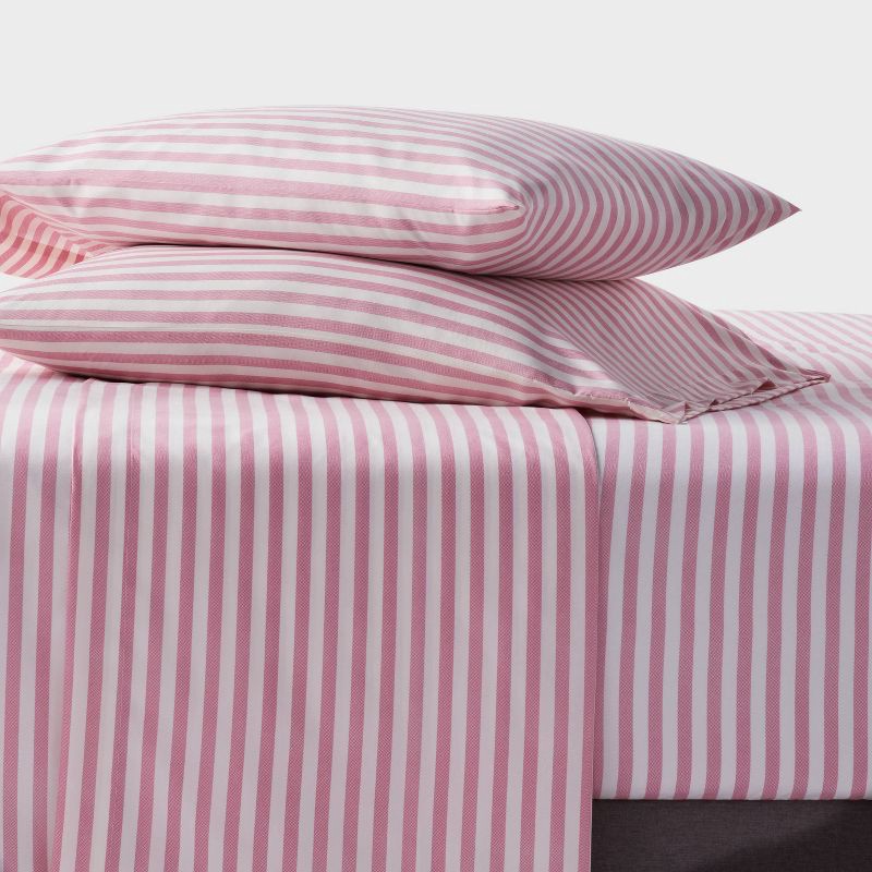 slide 2 of 4, King Microfiber Sheet Set Pink Stripe - Room Essentials™, 1 ct