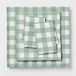 King Microfiber Sheet Set Green Plaid - Room Essentials™