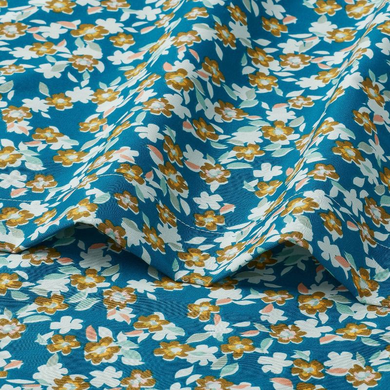 slide 3 of 4, King Cotton Blend Sateen Sheet Set Navy Floral - Room Essentials™, 1 ct