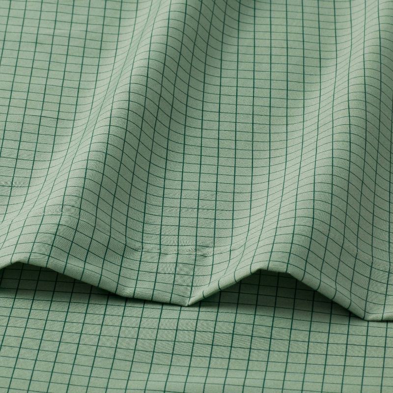 slide 3 of 4, Twin/Twin XL Cotton Blend Sateen Sheet Set Sage Green Micro Grid - Room Essentials™, 1 ct