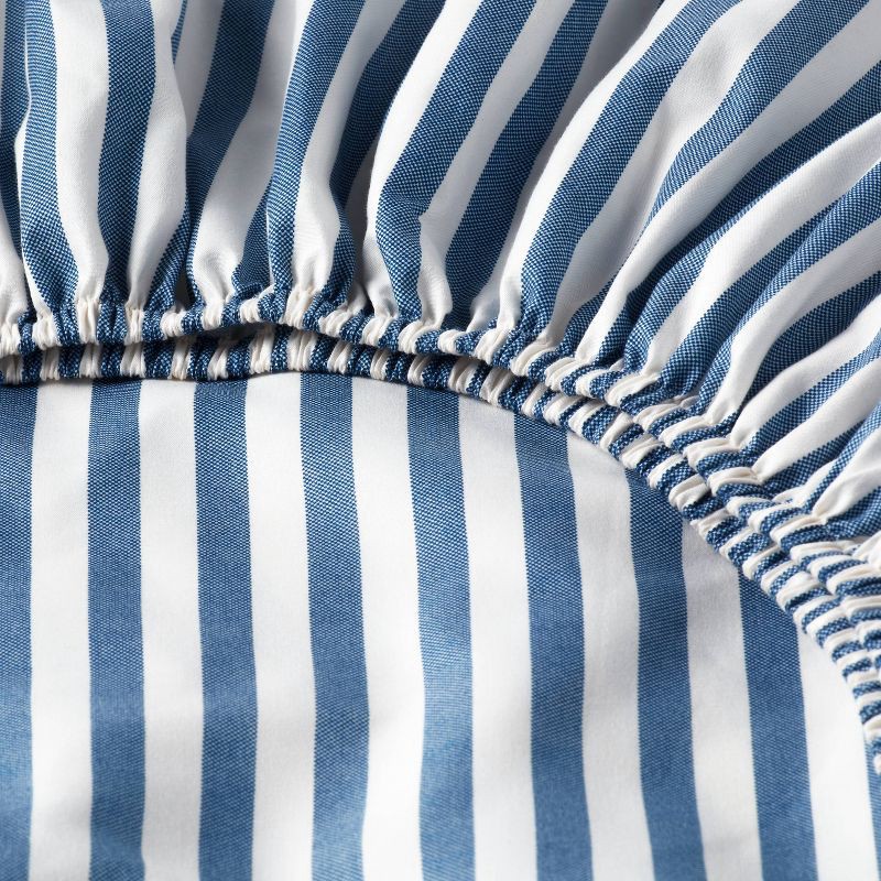 slide 4 of 4, Queen Microfiber Sheet Set Blue Stripe - Room Essentials™, 1 ct