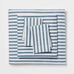 Queen Microfiber Sheet Set Blue Stripe - Room Essentials™