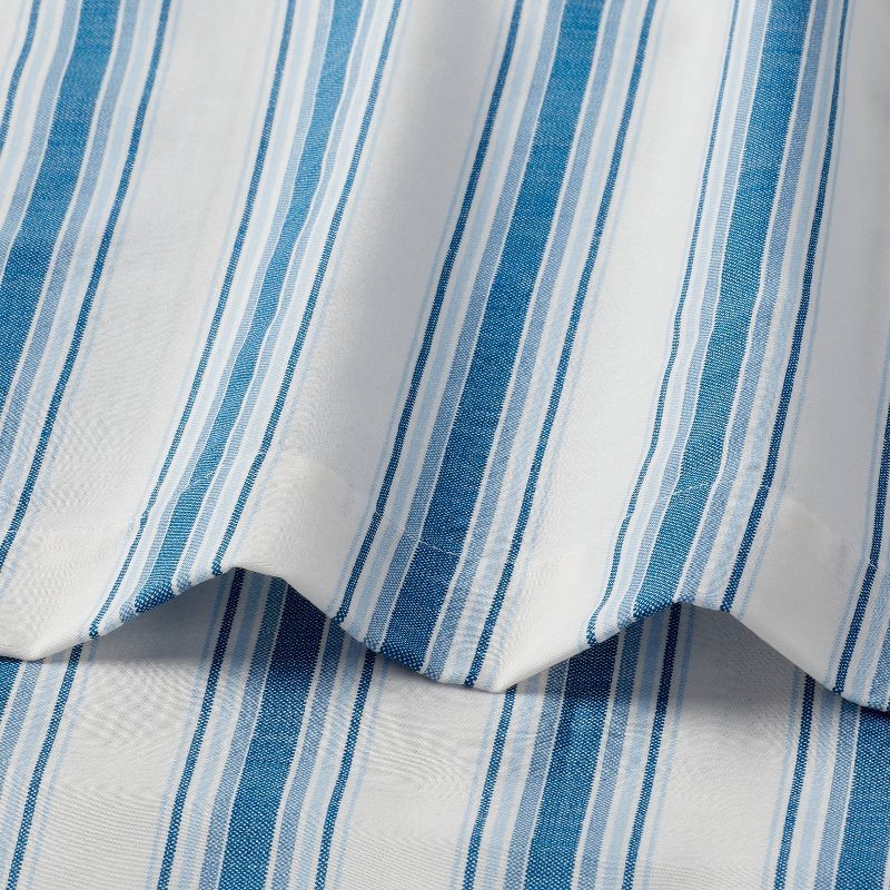 slide 3 of 4, Full Cotton Blend Sateen Sheet Set Ivory/Navy Textured Stripe - Room Essentials™, 1 ct
