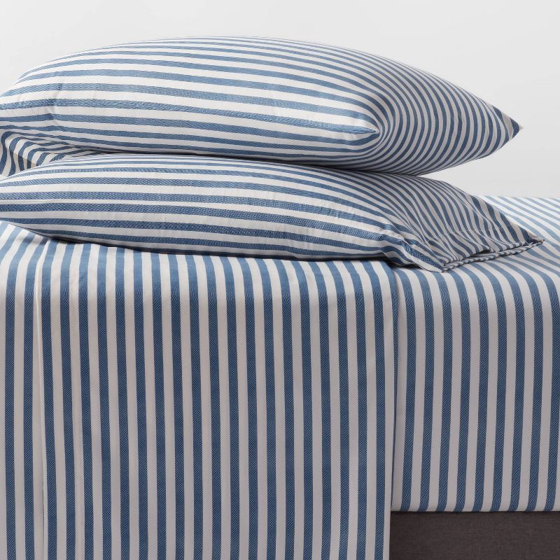 slide 2 of 4, King Microfiber Sheet Set Blue Stripe - Room Essentials™, 1 ct