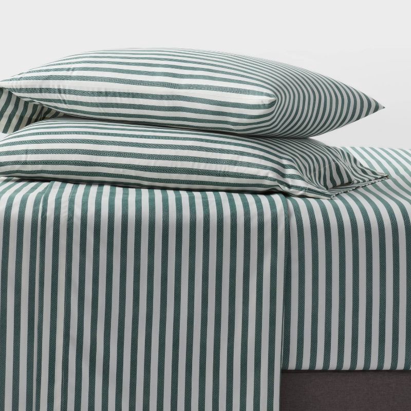 slide 2 of 4, Twin/Twin XL Microfiber Sheet Set Green Stripe - Room Essentials™, 1 ct