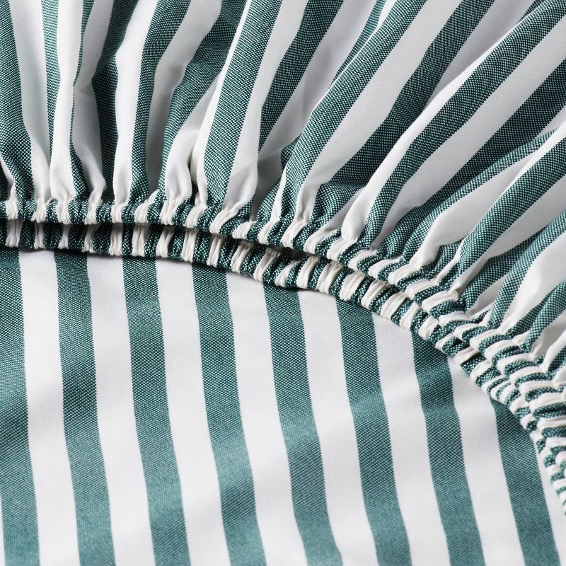 slide 4 of 4, Queen Microfiber Sheet Set Green Stripe - Room Essentials™, 1 ct