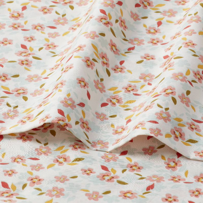 slide 3 of 4, Twin/Twin XL Cotton Blend Sateen Sheet Set Pink Floral - Room Essentials™, 1 ct