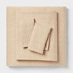 King Cotton Blend Sateen Sheet Set Natural Geo - Room Essentials™