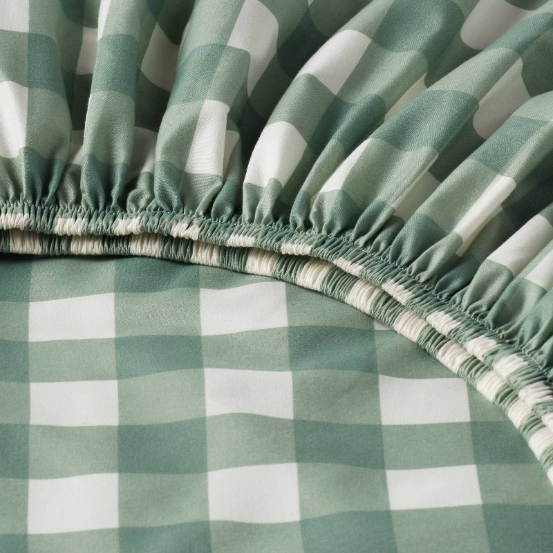 slide 4 of 4, Full Microfiber Sheet Set Green Plaid - Room Essentials™, 1 ct