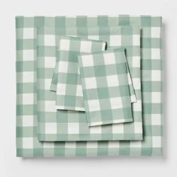 Full Microfiber Sheet Set Green Plaid - Room Essentials™