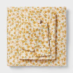 Full Cotton Blend Sateen Sheet Set Yellow Floral - Room Essentials™
