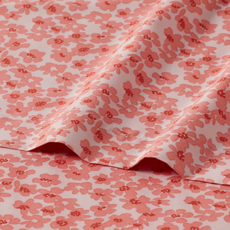 slide 3 of 4, Twin/Twin XL Microfiber Sheet Set Pink Micro Floral - Room Essentials™, 1 ct