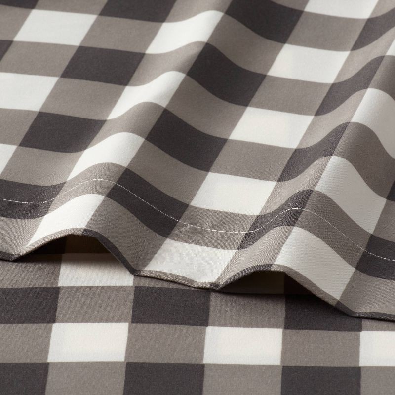 slide 3 of 4, King Microfiber Sheet Set Gray Plaid - Room Essentials™, 1 ct