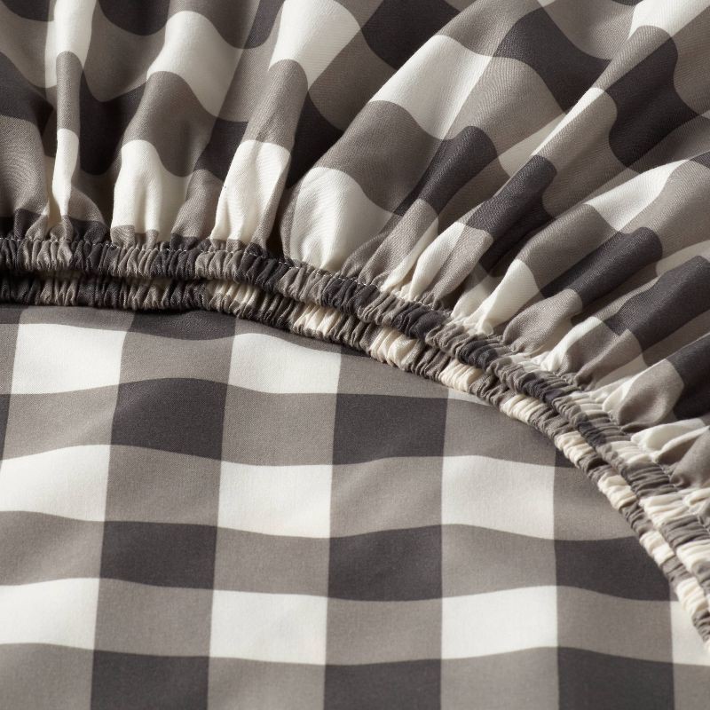 slide 4 of 4, King Microfiber Sheet Set Gray Plaid - Room Essentials™, 1 ct
