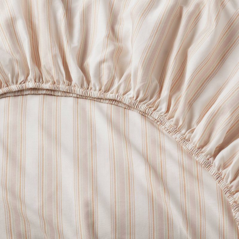 slide 4 of 4, Twin/Twin XL Cotton Blend Sateen Sheet Set Ivory/Pink Textured Stripe - Room Essentials™, 1 ct