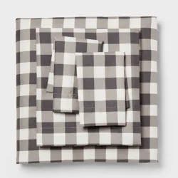 Queen Microfiber Sheet Set Gray Plaid - Room Essentials™