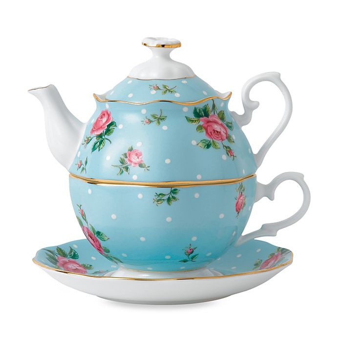 slide 1 of 1, Royal Albert Polka Blue Tea for 1, 1 ct