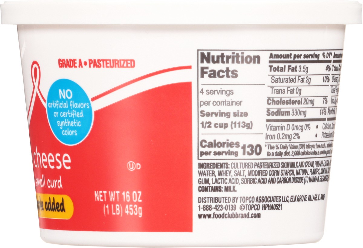 slide 6 of 13, Food Club Small Curd 4% Milkfat Cottage Cheese 16 oz, 16 oz