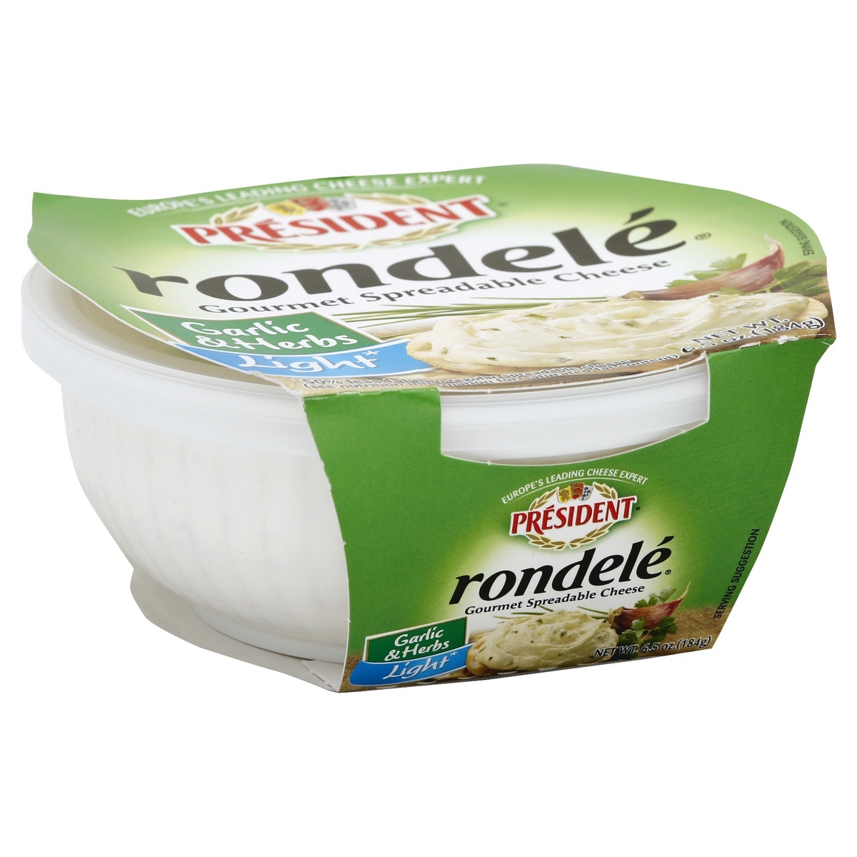 slide 1 of 1, Président Rondele Creamy Whipped Dip & Spread Garlicky Herb Lite, 6.5 oz, 6.5 oz